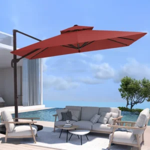 Deboah Outdoor Patio Cantilever Umbrella with Cover Swivel Double